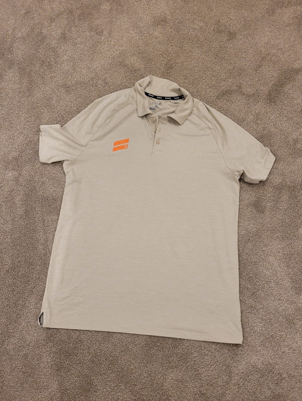 Hurley Men's Polo Shirt with Orange Accent Size Large